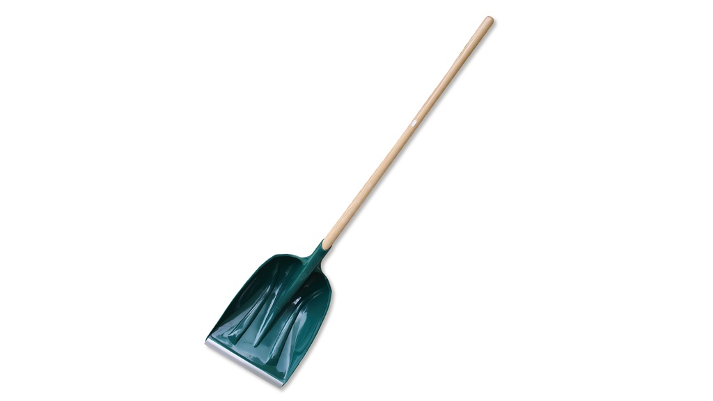 Schneeschaufel grün aus Kunststoff mit Stiel, 36 cm breit