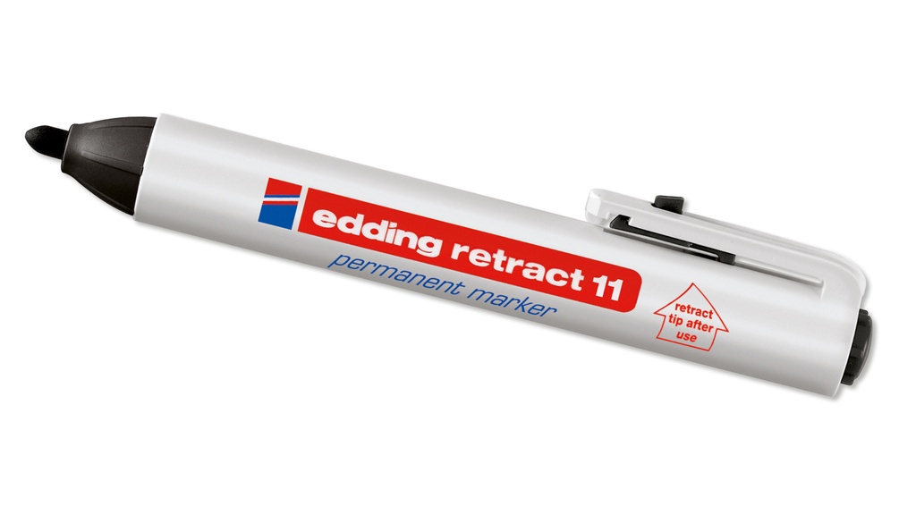 Permanentmarker «EDDING 11», schwarz, Strichstärke ca. 1.5-3 mm, Druckmechanik