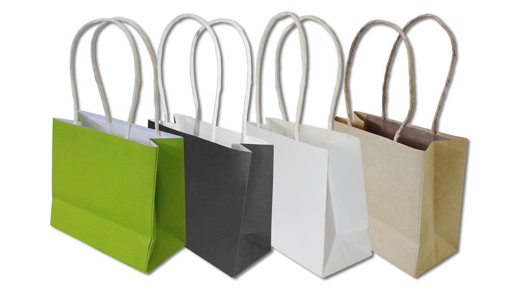 Papiertasche «Miniplant» Kraftpapier weiss mit PE-Beschichtung, 14/6 x 12 cm