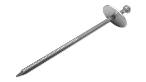 Befestigungsnagel für Bändchengewebe mit Metallplatte