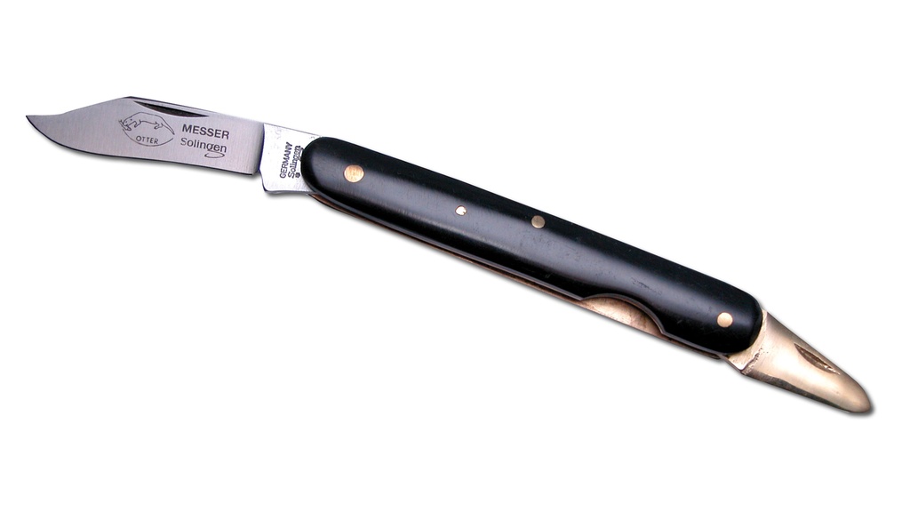 Couteau greffoir noir, avec lame pliable en laiton, longueur 10 cm