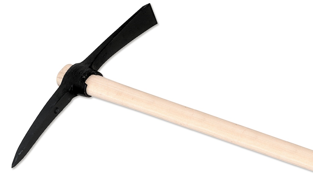 Pioche, à douille ovale et à ailettes, avec manche, 2 kg