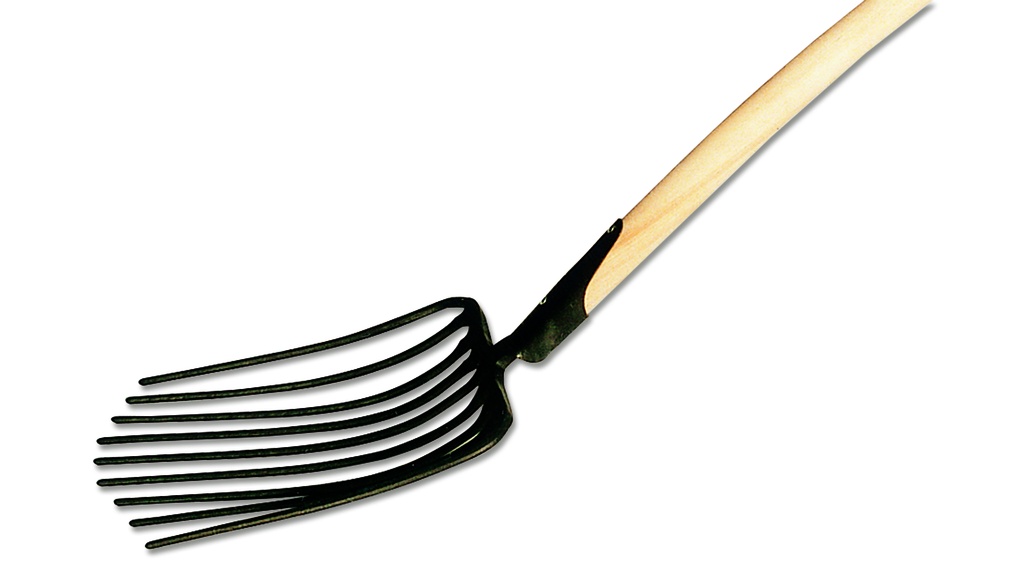 Fourche à gravier, 9 dents rondes aplaites, longueur 35 cm