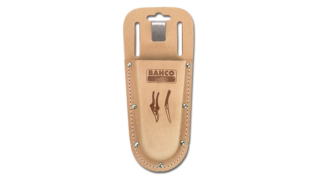 Etui pour sécateurs, en cuir, avec clip métal