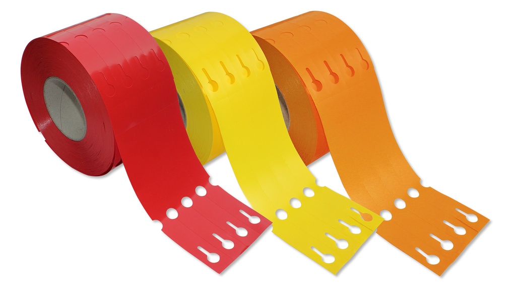 TT-Schlaufenetiketten orange 4-bahnig 230 x 25 mm, m/Preisabriss