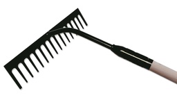 [204.675.44] Teerrechen mit Mittelrohr gebogen, 16 Zinken, 44 cm breit, Stiel 170 cm