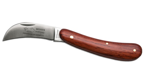 Greffoir manche en bois, lame arquée, longueur 9 cm