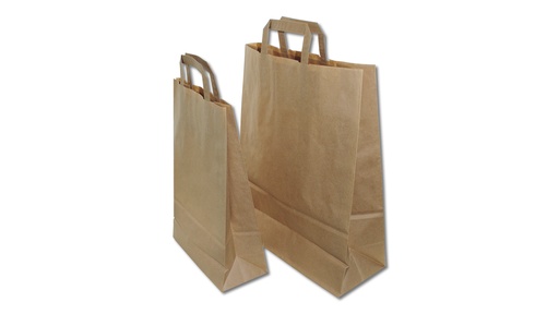 Sac en papier kraft brun/écru, 22/10 x 28 cm, 50 pièces
